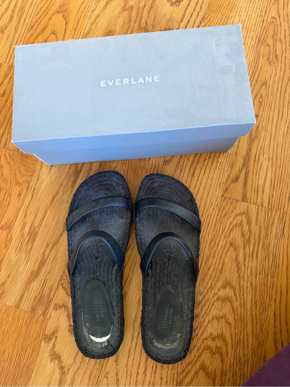 Women’s Black Leather Espadrille Sandals | Size 8.5